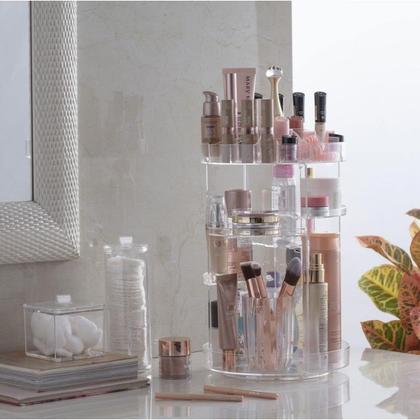 Imagem de Organizador De Maquiagem Redondo Giratório Multiuso Rotativo