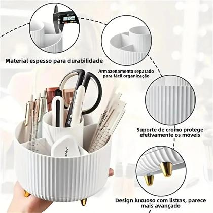 Imagem de Organizador de Maquiagem Rotativo 360° - Armazenamento de Cosméticos de Plástico (5 Gavetas)