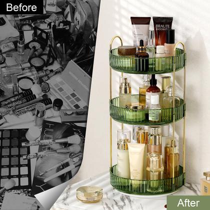 Imagem de Organizador de maquiagem Weidace 360 Rotating 3 Tiers Green Plastic