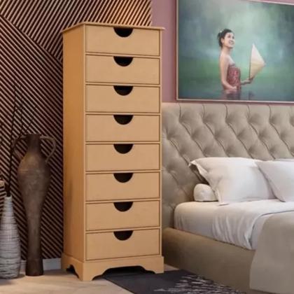 Imagem de Organizador De Mdf Crú Madeira Natural 8 Gavetas Multiuso