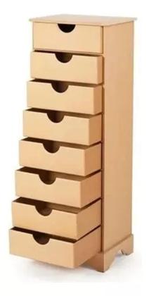 Imagem de Organizador De Mdf Crú Madeira Natural 8 Gavetas Multiuso