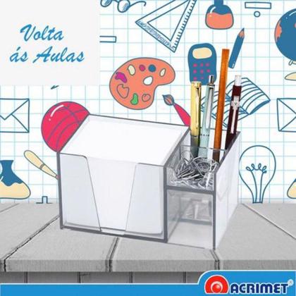 Organizador de Mesa Com Lembrete Cristal - Acrimet Imagem de Organizador de Mesa Com Lembrete Cristal - Acrimet