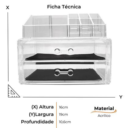 Imagem de Organizador de Mesa Porta Maquiagem em Acrílico com Gaveteiro