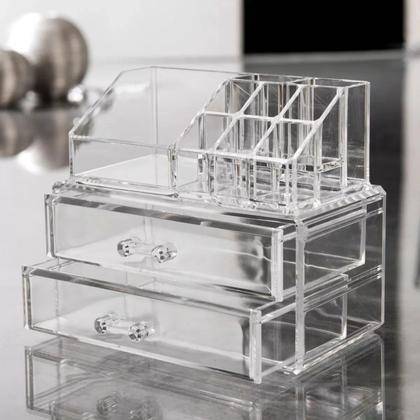 Imagem de Organizador de Mesa Porta Maquiagem em Acrílico com Gaveteiro