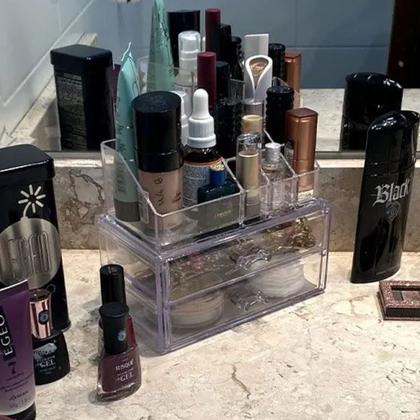 Imagem de Organizador de Mesa Porta Maquiagem em Acrílico com Gaveteiro