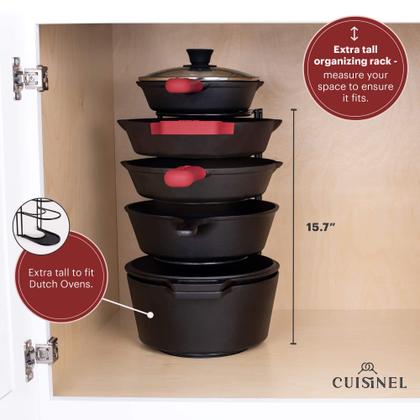 Imagem de Organizador de panelas e frigideiras Cuisinel  prateleira de frigideiras pesada de 15"  Pacote com 2  Organização de armazenamento de bancadas/armários de cozinha  Suporte para assadeira, tábua de cortar, utensílios de cozinha de ferro fundido, prato e suporte de tampa