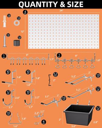 Imagem de Organizador de parede Pegboard INCLY 158PCS com acessórios 48x24