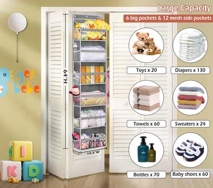 Imagem de Organizador de portas MISSLO Hanging Storage com 6 bolsos para bebê