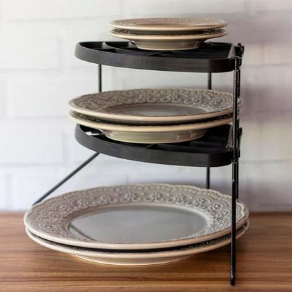 Imagem de Organizador de Pratos Rack de Canto Armário Cozinha Compacto Andares P/ Pouco Espaço Decorativo Utensílios Verticalv