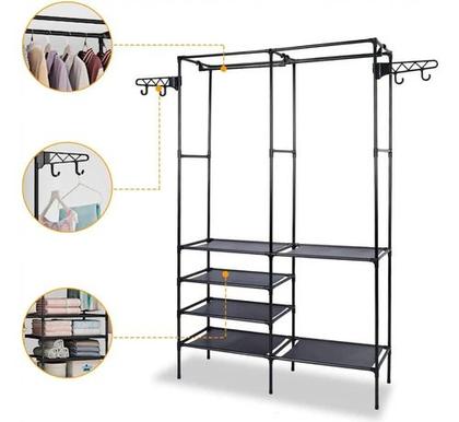 Imagem de Organizador De Roupas Desmontável Preto Arara Closet Aberto 611