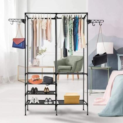 Imagem de Organizador De Roupas Desmontável Preto Arara Closet Aberto 611