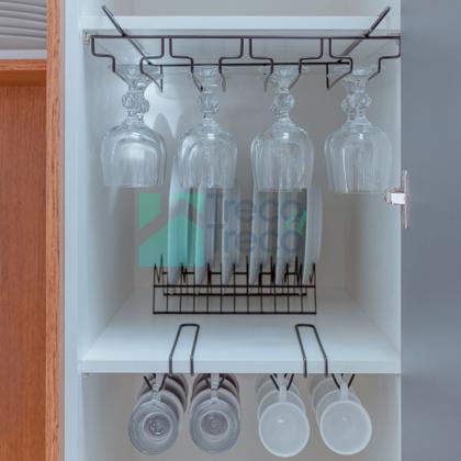 Imagem de Organizador de Taça Suporte Suspenso Porta 12 Taças Organizar Bar Cozinha Preto