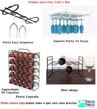 Imagem de Organizador de Taça Suporte Suspenso Porta 12 Taças Organizar Bar Cozinha Preto