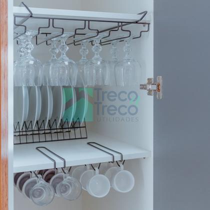 Imagem de Organizador de Taça Suporte Suspenso Porta 12 Taças Organizar Bar Cozinha Preto