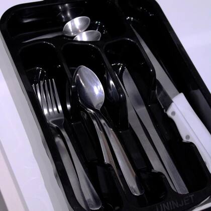 Imagem de Organizador de Talheres para Gaveta Preto Porta Utensílios 5 divisórias Porta Utensílios para Gaveta de Cozinha Separador de talheres