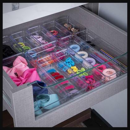 Imagem de Organizador Diamond Modular P/ Gavetas de Acrílico - Porta Talheres/Maquiagens/Joias/Etc