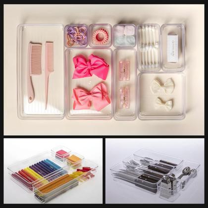 Imagem de Organizador Diamond Modular P/ Gavetas de Acrílico - Porta Talheres/Maquiagens/Joias/Etc