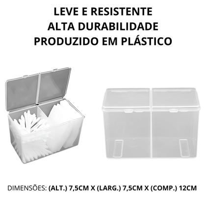 Imagem de Organizador Duplo Porta Cotonetes Algodão Transparente 12cm