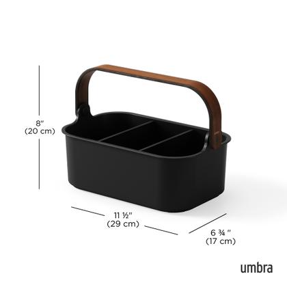 Imagem de Organizador Em Plástico E Madeira Sustentável Bellwood Preto Tamanho P