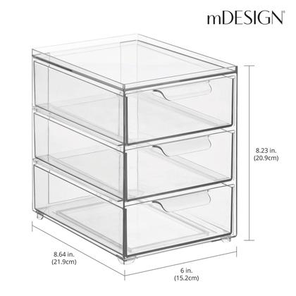 Imagem de Organizador empilhável mDesign com 3 gavetas para banheiro, pacote com 2