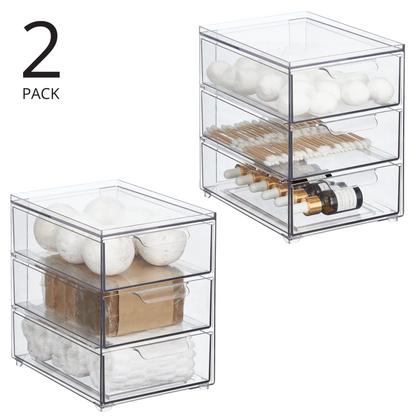 Imagem de Organizador empilhável mDesign com 3 gavetas para banheiro, pacote com 2