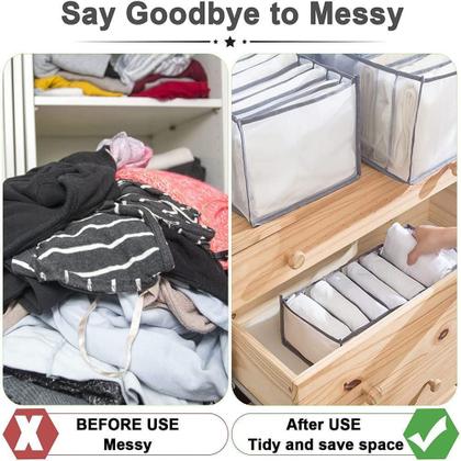 Imagem de Organizador gaveta guarda roupa closet porta camiseta jeans roupeiro dobravel 7 divisorias grande