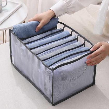 Imagem de Organizador gaveta guarda roupa closet porta camiseta jeans roupeiro dobravel 7 divisorias grande