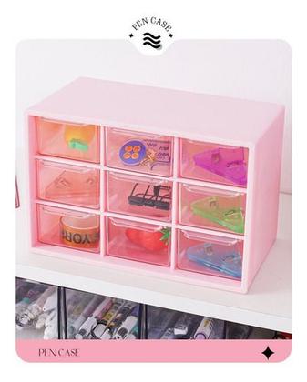 Imagem de Organizador Gaveteiro Transparente Para Maquiagem/joias Rosa