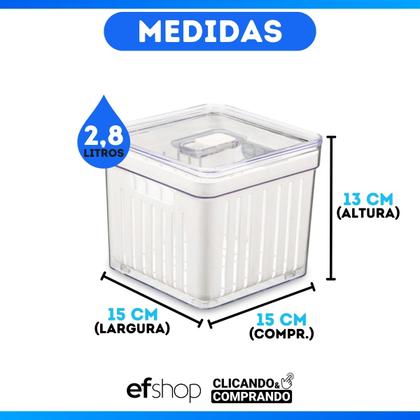 Imagem de Organizador Geladeira Tampa Acrílico Drenagem 2,8 Litros