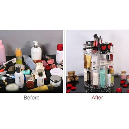 Imagem de Organizador giratório de maquiagem, armazenamento de maquiagem, display de cosméticos 360 e suporte de cosméticos, caix
