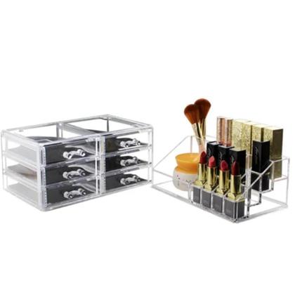 Imagem de Organizador Maquiagem 6 Gavetas Acrilico Grande 17 Divisorias Porta Batom Cosmeticos Pinceis Caixa Esmalte Joias
