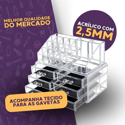 Imagem de  Organizador Maquiagem Acrílico Suporte Cosmético Transparente