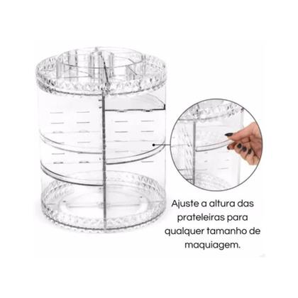 Imagem de Organizador Maquiagem Cosméticos Porta Pinceis Acrílico Giratório 360 Suporte Torre Organiz