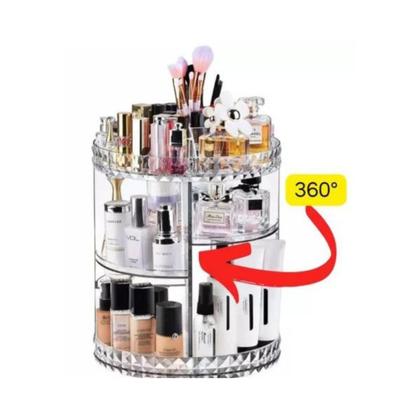 Imagem de Organizador Maquiagem Cosméticos Porta Pinceis Acrílico Giratório 360 Suporte Torre Organiz