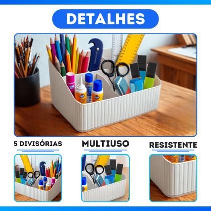 Imagem de Organizador Mesa Maquiagem Multiuso Com 5 Divisórias Porta Lápis Escritório