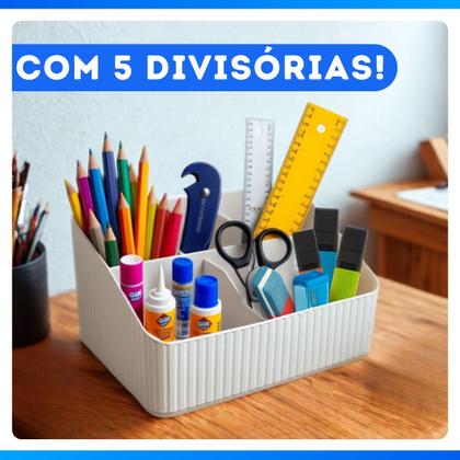 Imagem de Organizador Mesa Maquiagem Multiuso Com 5 Divisórias Porta Lápis Escritório