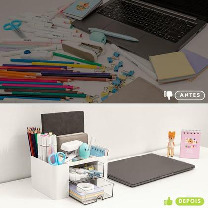 Imagem de Organizador Mesa Multiuso Com Gavetas Escritório Branco