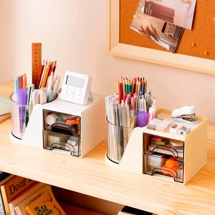 Imagem de Organizador Mesa Multiuso Porta Pincel Giratório Maquiagem