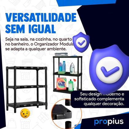 Imagem de Organizador Modular Estante Prateleira Organizadora Empilhável Multiuso Talheres 3 Andares Cozinha Banheiro Com Pé