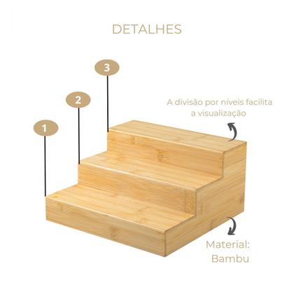 Imagem de Organizador Multinível Bambu 25x25x13cm - Sustentável