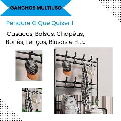 Imagem de Organizador Multiuso 4 Andares Cabideiro Sapateira 12 Pares 8 Ganchos e Prateleiras de Alta Resistência