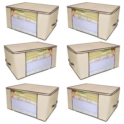Imagem de Organizador Multiuso Caixa Organizadora Cama Mesa Banho Flexível Com Ziper - Kit com 6