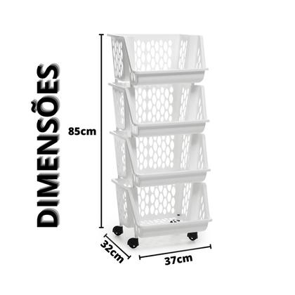Imagem de Organizador Multiuso Empilháveis com Rodinhas 4 Andares