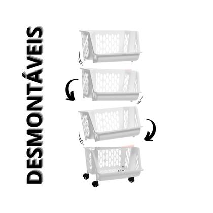 Imagem de Organizador Multiuso Empilháveis com Rodinhas 4 Andares