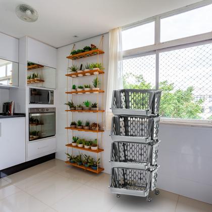 Imagem de Organizador Multiuso Empilháveis com Rodinhas 4 Andares