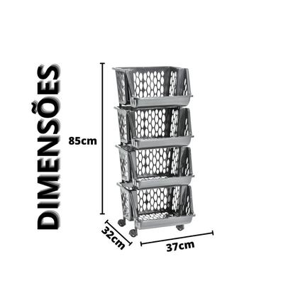 Imagem de Organizador Multiuso Empilháveis com Rodinhas 4 Andares