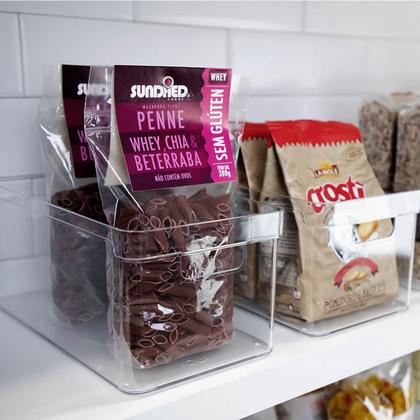 Imagem de Organizador Multiuso Empilhável 30x15x13cm Caixa Organizadora Transparente Com Alças Clear OU