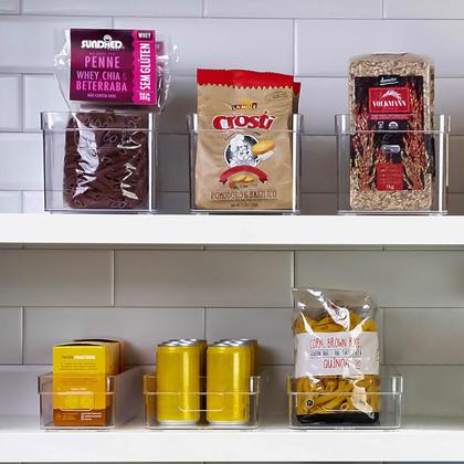 Imagem de Organizador Multiuso Empilhável 30x15x13cm Caixa Organizadora Transparente Com Alças Clear OU