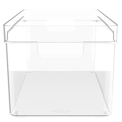Imagem de Organizador Multiuso Empilhável 30x15x13cm Caixa Organizadora Transparente Com Alças Clear OU