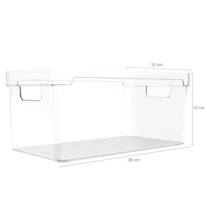 Imagem de Organizador Multiuso Empilhável 30x15x13cm Caixa Organizadora Transparente Com Alças Clear OU